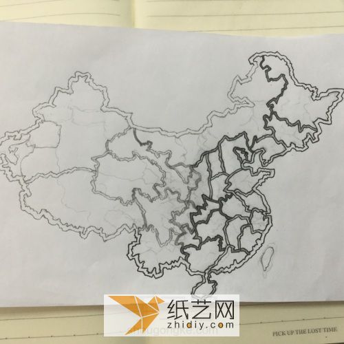中国地图剪纸教程 第3步