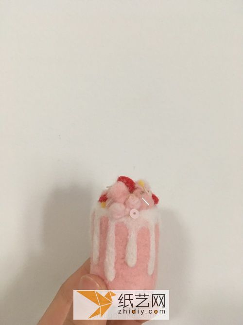 【羊毛毡教程】奶油草莓蛋糕 第11步