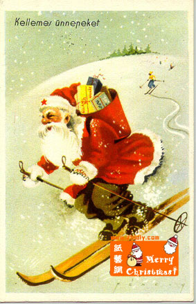 原来圣诞老人也非常喜欢滑雪