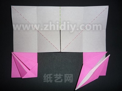 三联千纸鹤折纸教程制作过程中的第五步