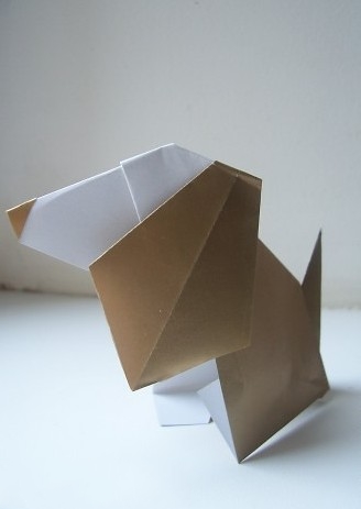 简单的折纸小狗制作教程制作完成后精美的效果图