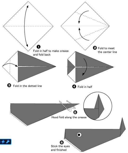 手工折纸鲸鱼制作教程图解