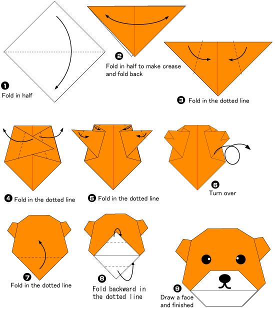 手工简单折纸小熊脸教程图解