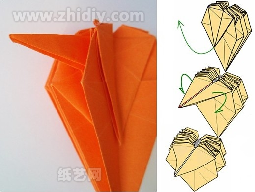 手工折纸菊花图解教程制作过程中的第三十五步