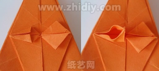 手工折纸菊花图解教程制作过程中的第三十步