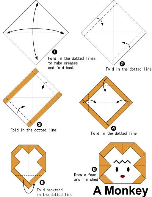 简单儿童手工折纸小猴子图解教程