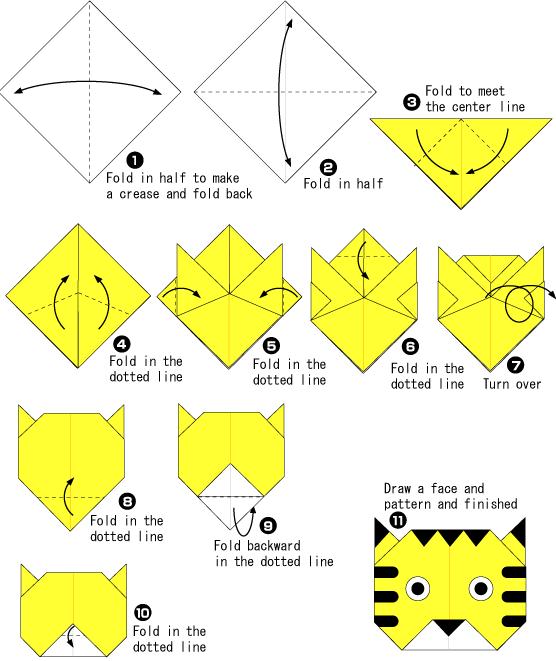 儿童手工折纸老虎折纸教程