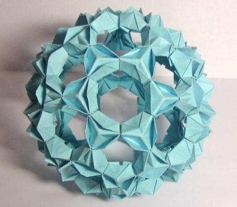 蓝色之星纸球花的手工折法图解教程手把手教你制作蓝色之星折纸花球灯笼