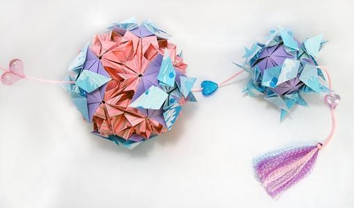 三位一体折纸纸球花的折法图解教程手把手教你制作漂亮纸球花