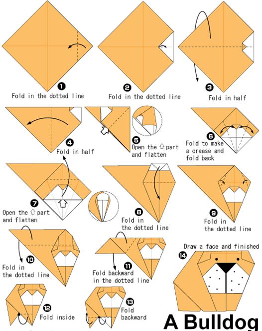 手工折纸斗牛犬简单折纸教程
