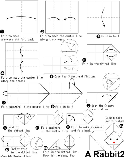 儿童折纸兔子手工折纸教程