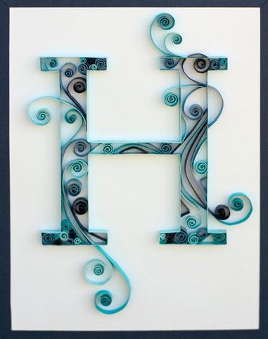 衍纸字母H的手工制作教程完成后精美的效果图