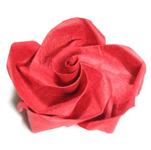 五个花瓣的折纸玫瑰花的折法教程和图解实拍教程
