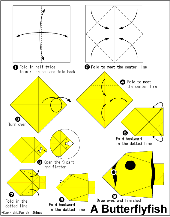 简单儿童折纸蝴蝶鱼手工折纸教程