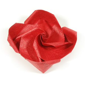 七夕之爱手工折纸玫瑰教程完成后精美的效果图