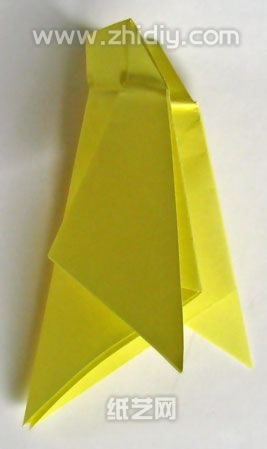 啼叫的小鸟手工折纸教程制作过程中的第二十一步