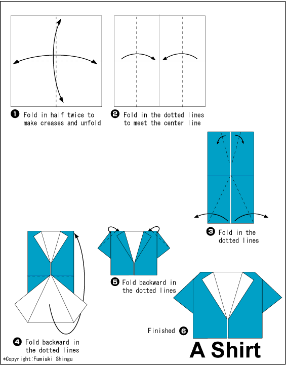 儿童手工简单折纸服装之衬衣教程