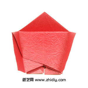 七夕情人节可爱手工折纸玫瑰图解教程制作过程中的第二十一步
