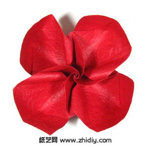 七夕情人节可爱手工折纸玫瑰图解教程制作过程中的第六十步