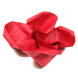 七夕情人节可爱手工折纸玫瑰图解教程制作过程中的第六十三步