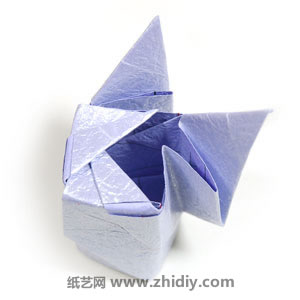 梦折纸玫瑰花蕾手工折纸图解教程制作过程中的第五十步