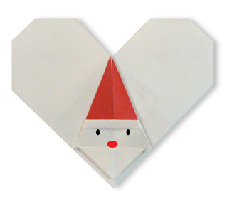 心形圣诞老人手工diy折纸图解教程完成后的圣诞老人折纸心图片