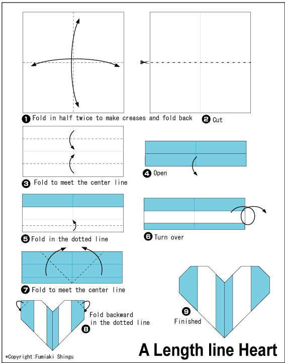 线条折纸心手工折纸图解教程折纸图谱免费下载