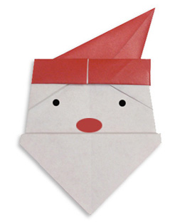 简单折纸儿童手工diy圣诞老人脸教程完成后可爱的圣诞老人脸