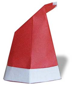 圣诞帽手工折纸diy简单图解教程完成后精美的折纸帽子
