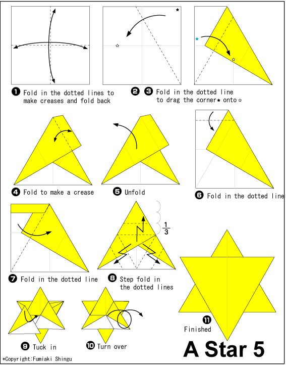 圣诞星星手工折纸diy图解教程制作过程中的折纸图谱
