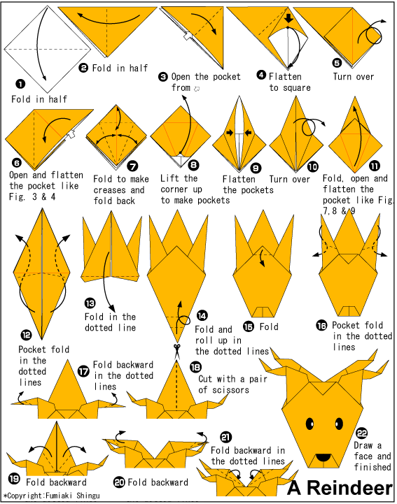 圣诞驯鹿手工折纸diy图解教程折纸驯鹿的折纸图谱