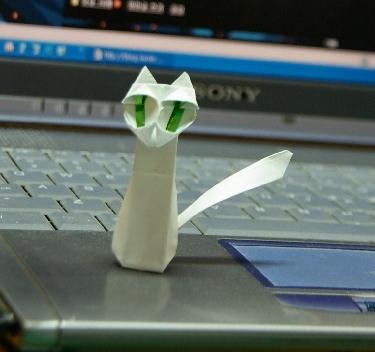 手工折纸立体萌猫折纸图解教程完成后有趣的立体折纸猫