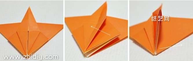 现在折纸心中间的千纸鹤还没有制作成型