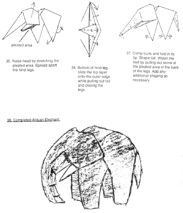 手工折纸非洲象折纸图谱教程第五张折纸图谱示意图