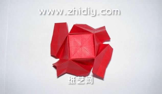 罗斯巴德折纸玫瑰手工diy教程—七夕情人节礼物制作过程中的第二十三步
