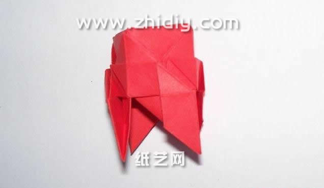 罗斯巴德折纸玫瑰手工diy教程—七夕情人节礼物制作过程中的第二十八步