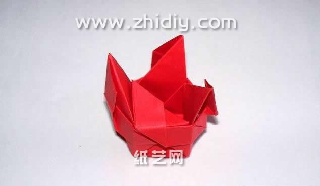 罗斯巴德折纸玫瑰手工diy教程—七夕情人节礼物制作i过程中的第三十步