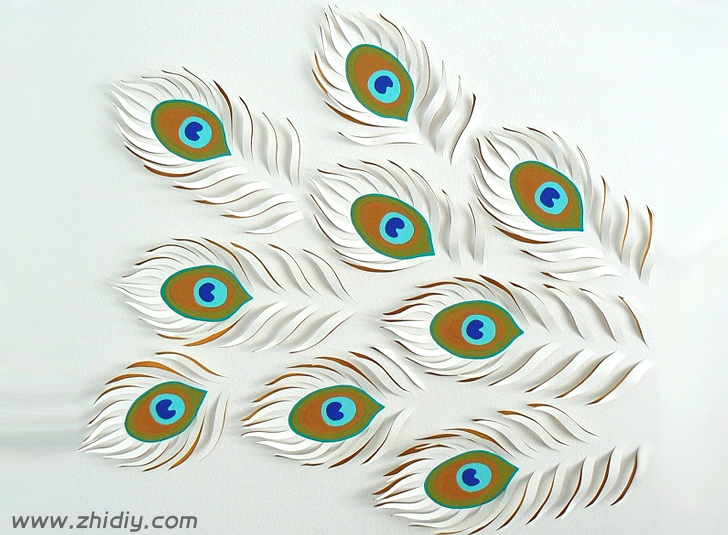Lisa Rodden 惊艳简雅3D纸雕塑作品—孔雀羽毛
