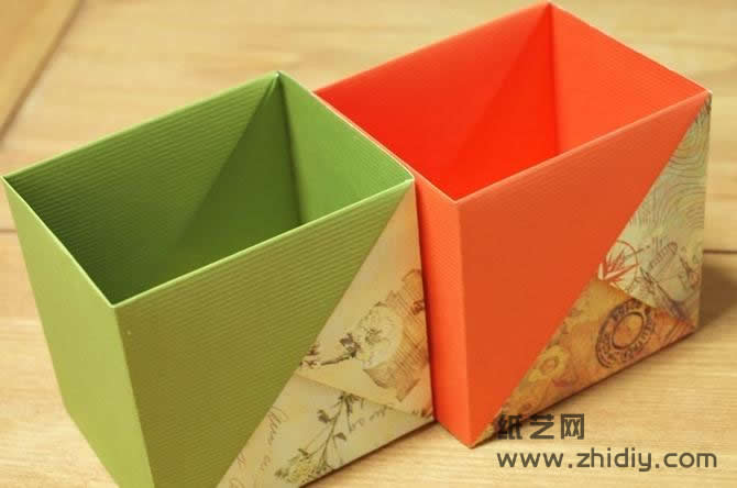 简单手工折纸收纳盒手工diy制作教程制作完成后精美的效果图现在已经可以开始使用手工折纸收纳盒啦