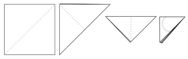 基本的折叠方式可以让我们以后方便的制作各种类型和各种图案的剪纸雪花