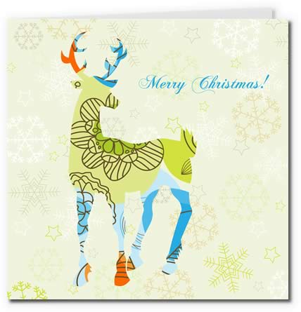 设计精美的驯鹿图案很适合当做圣诞贺卡卡片来进行使用