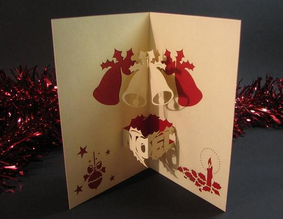 圣诞铃铛的圣诞贺卡手工纸艺教程手把手教你制作精美的圣诞铃铛立体贺卡