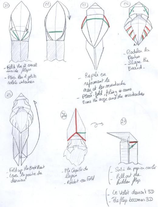 对于折纸圣诞老人胡子的制作应该遵循折纸常见的层叠式折叠