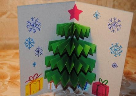 圣诞树制作出来的精致圣诞树手工圣诞贺卡教程教你制作简单的立体圣诞贺卡