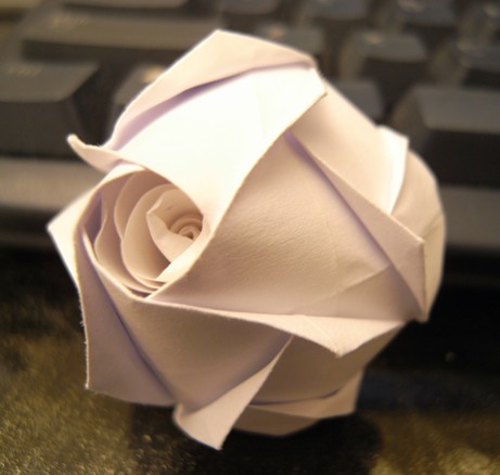 修改之后的川崎纸玫瑰的折法图解教程手把手教你完成精彩的折纸玫瑰