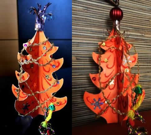 这样独特的纸绣手工圣诞树制作很具有特点