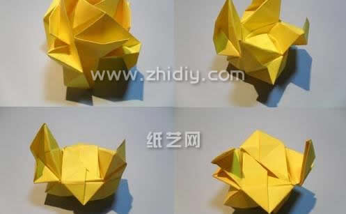 对于福山纸玫瑰做一些基本的处理之后就可以将其当做基本的折纸模块了