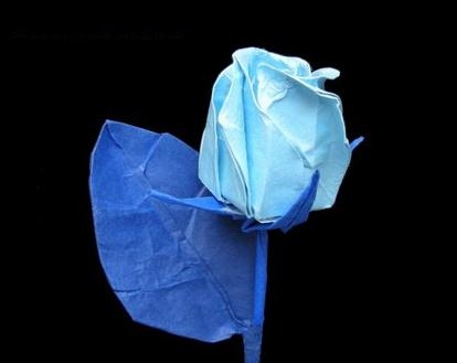 折纸玫瑰之花蕾的折法图解教程手把手教你制作折纸花蕾