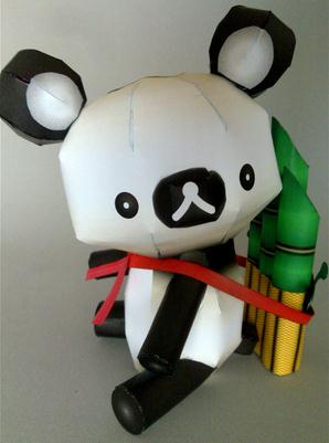 纸模型竹子熊猫轻松熊免费下载教你制作漂亮的轻松熊纸模型