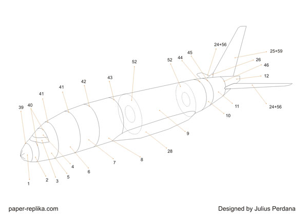 空中客车A380纸模型每一个飞机零件结构的纸模型组合编号